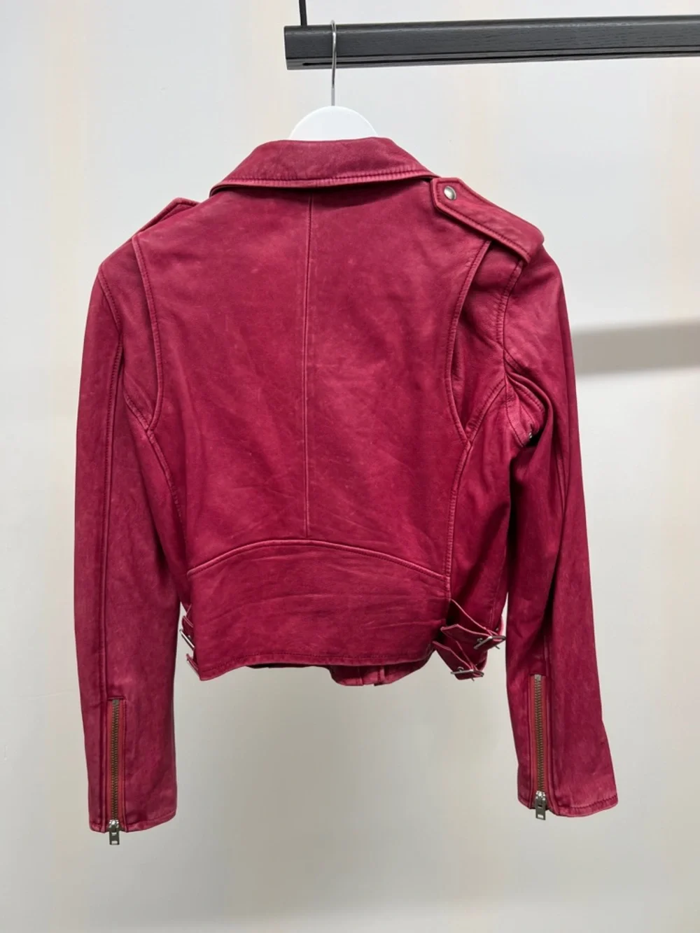 IRO Raspberry Leather Biker Jacket - Picture 6 of 9